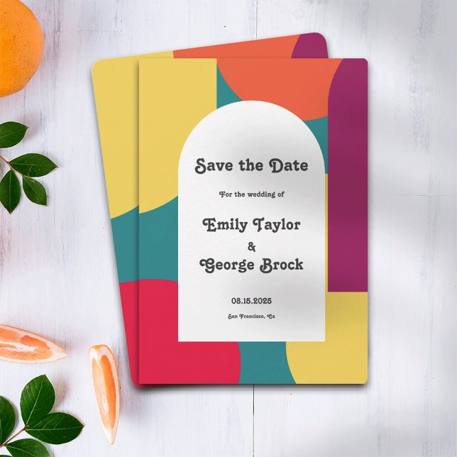 Save The Date Moderne Whimsical coloré Super Mariage Abstrait (Créateur téléchargé)