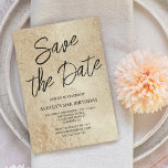 Save the Date Moderner Golden 50. Geburtstag Einladung<br><div class="desc">Erstellen Sie Ihre eigene 50. Geburtstagsfeier-Einladung! Personalisieren Sie dieses Design mit Ihrem eigenen Text. Sie können dieses Design weiter anpassen,  indem Sie auf Wunsch die Schaltfläche "Details bearbeiten" auswählen.</div>