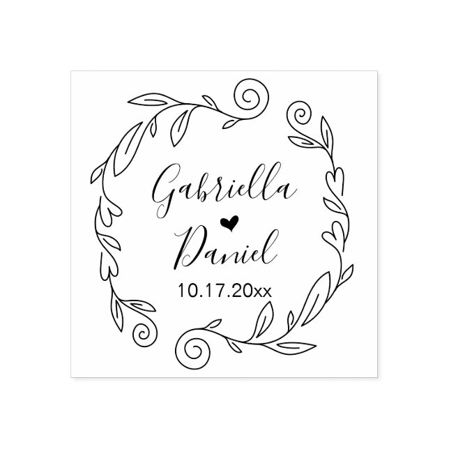 Save the Date, moderner Rahmen aus Kunstleder Gummistempel (Prägung)