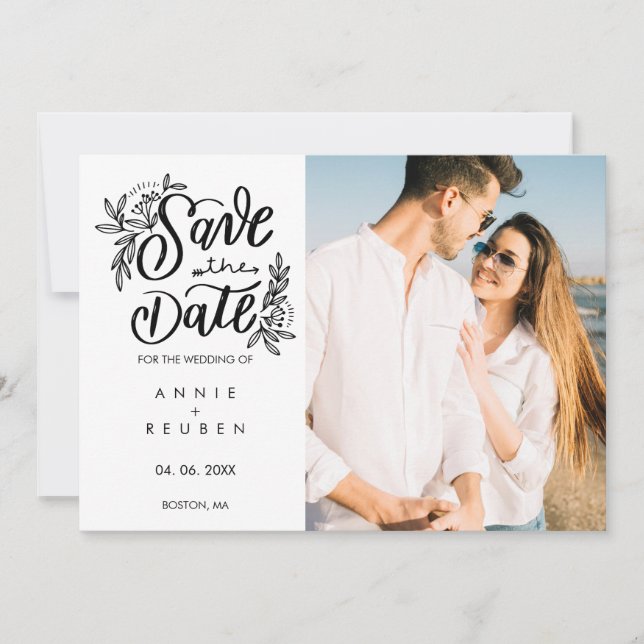 Save the Date Modernes Foto für Handschrift Polka  (Vorderseite)