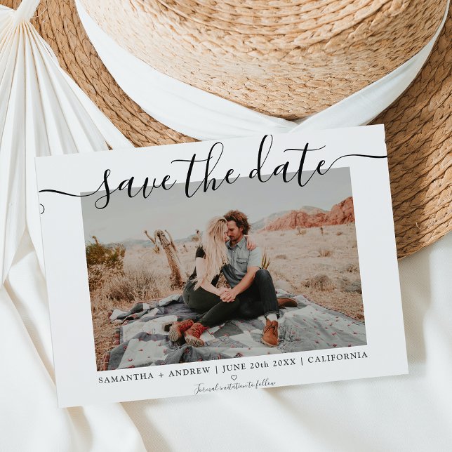 Save the Date modernes Foto für schicke Typografie Ankündigungspostkarte (Von Creator hochgeladen)