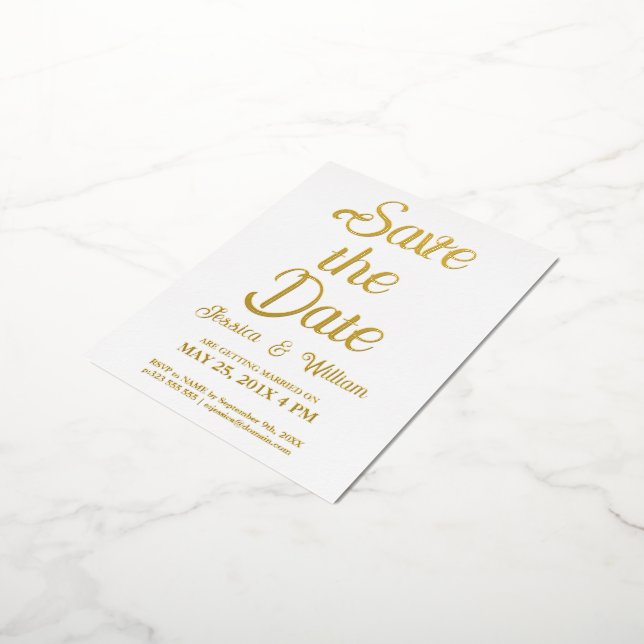Save the Date Modernes Fotoleitermuster 3 Folie Einladungspostkarte (Gedreht)