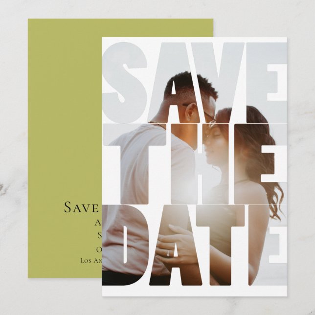 Save the Date Modernes Personalisiertes Foto Ankündigung (Vorne/Hinten)