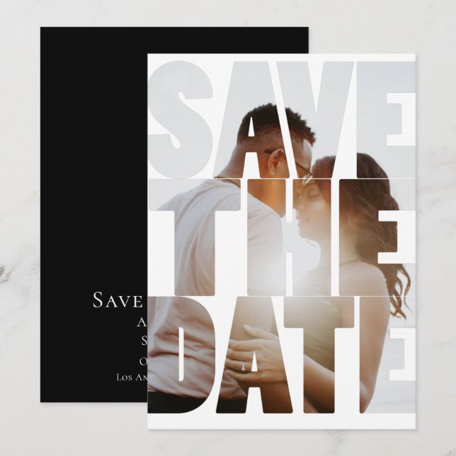 Save the Date Modernes Personalisiertes Foto Ankündigung (Vorne/Hinten)