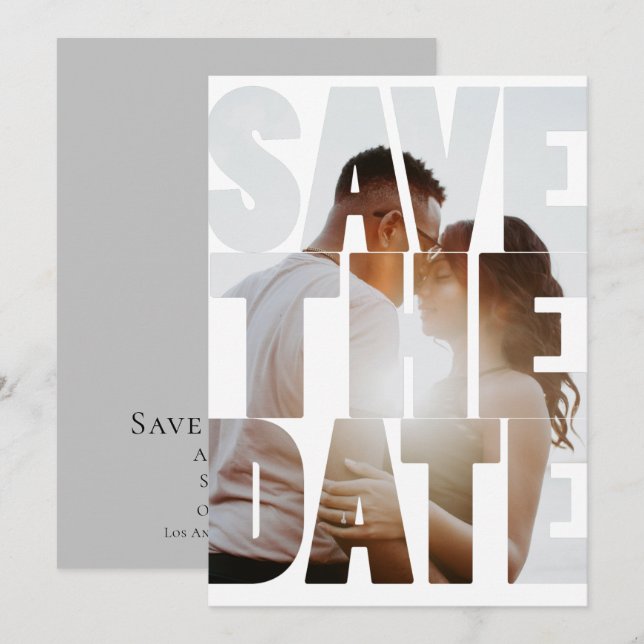 Save the Date Modernes Personalisiertes Foto Ankündigung (Vorne/Hinten)