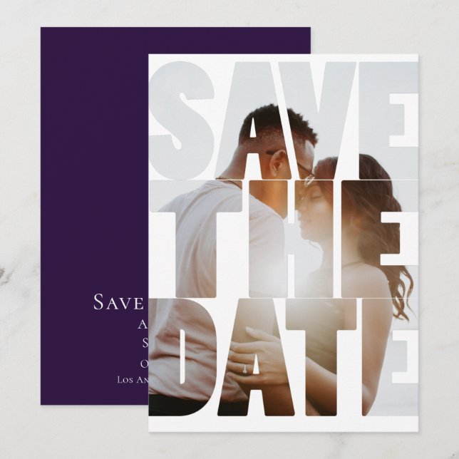 Save the Date Modernes Personalisiertes Foto Ankündigung (Vorne/Hinten)