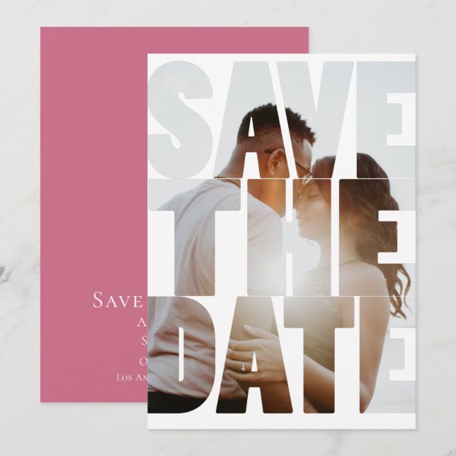 Save the Date Modernes Personalisiertes Foto Ankündigung (Vorne/Hinten)