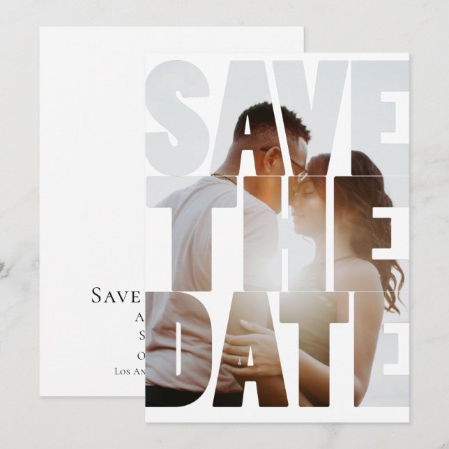 Save the Date Modernes Personalisiertes Foto Ankündigung (Vorne/Hinten)