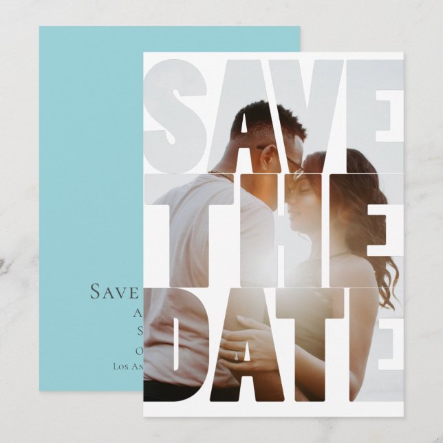 Save the Date Modernes Personalisiertes Foto Ankündigung (Vorne/Hinten)