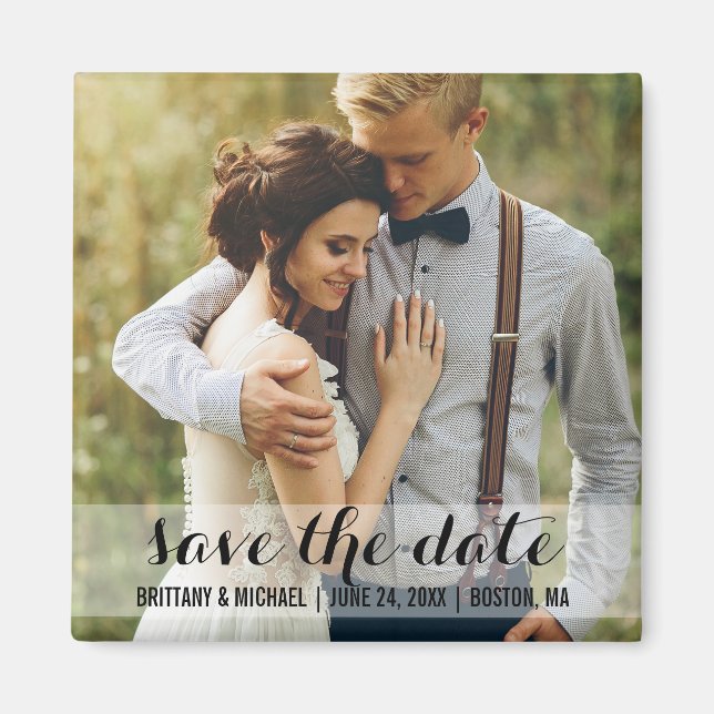 Save the Date Modernes Verlobung Foto Magnet SW (Vorne)