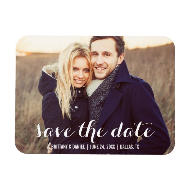 Save the Date Modernes Verlobung Foto Magnet W S (Horizontal)