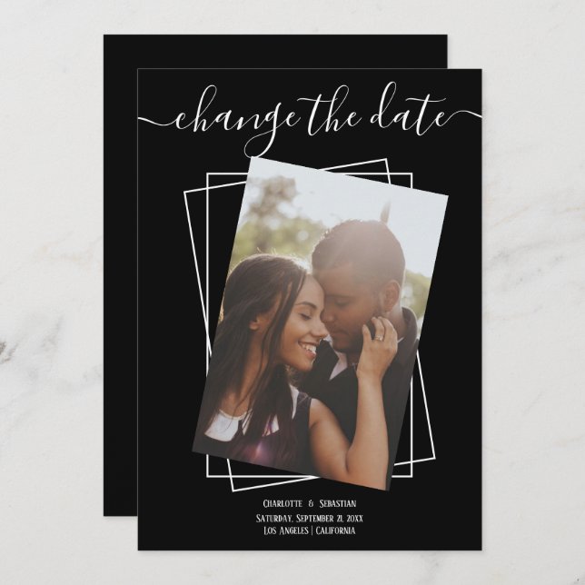 Save The Date Modifier La Date Typographie Photo Mariage Card (Devant / Derrière)