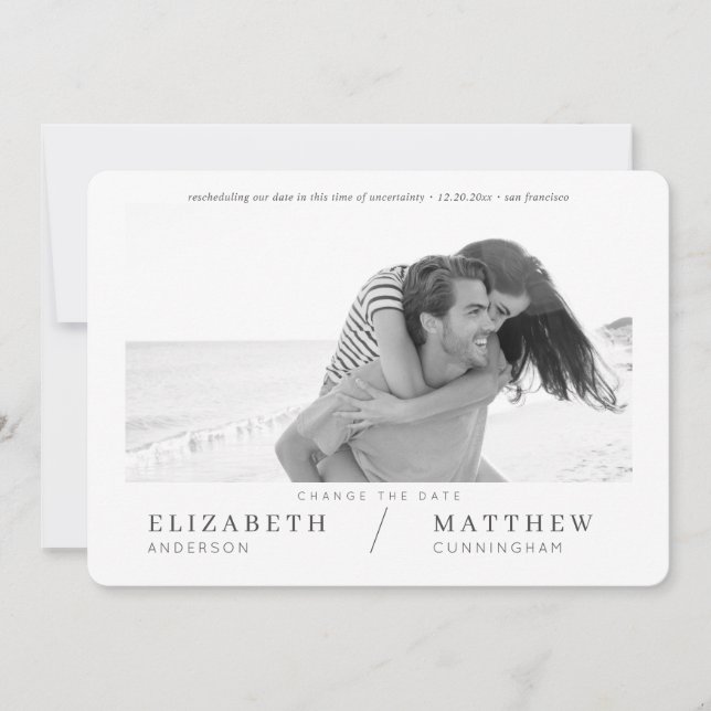 Save The Date Modifier le Mariage photo personnalisé Date Simple (Devant)