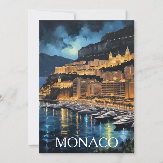Save The Date Monaco Nights Marina & peinture Cityscape (Devant)