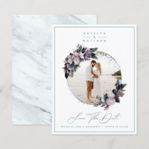 Save The Date Monnaie Florale Rustique encadrée Photo & Calligra