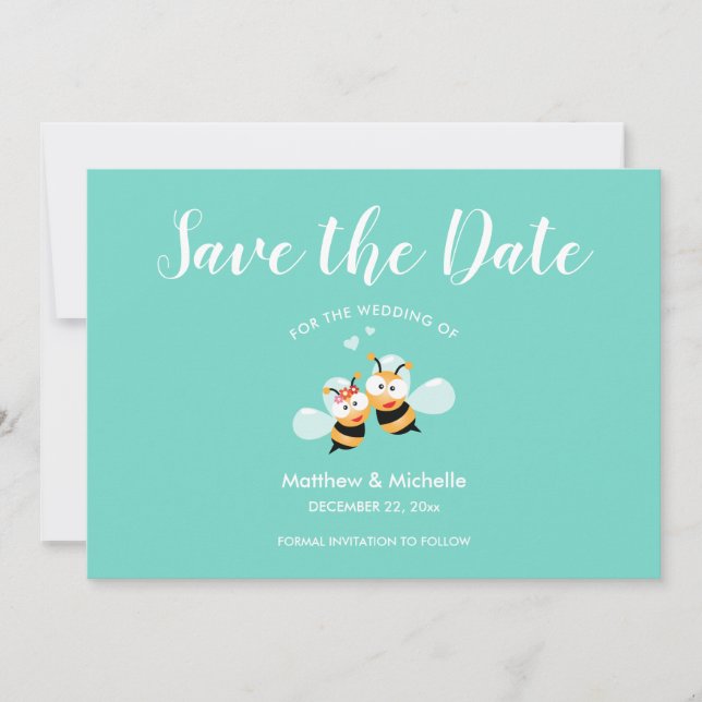 Save The Date Monnaie Whimsical À Être Miel Abeille Couple Maria (Devant)