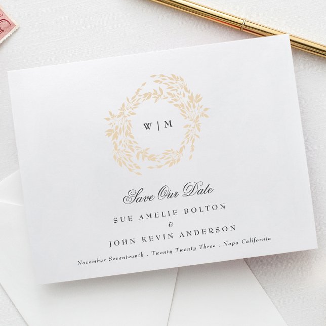 Save The Date Monogram Crest classique Mariage élégant (Créateur téléchargé)