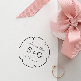Save the Date Monogram Wedding Blume Permastempel