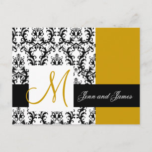 Save the Date Monogramm-Damast-Hochzeits-Gold Ankündigungspostkarte