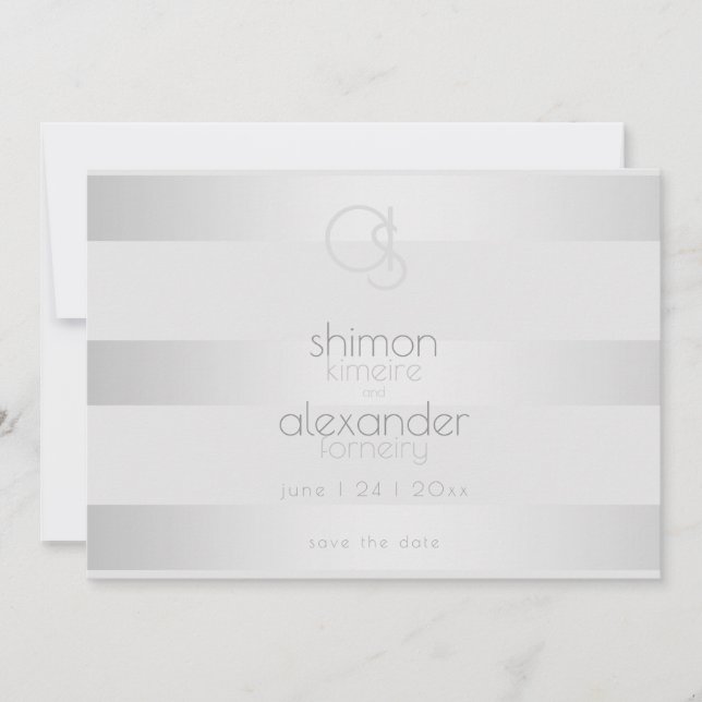 Save The Date | Monogramm der Aluminiumstreifen (Vorderseite)