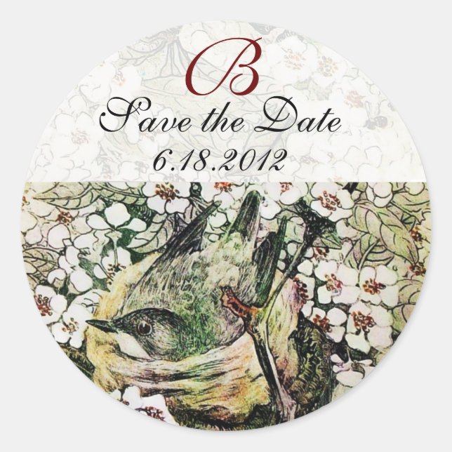 SAVE THE DATE Monogramm, gelb Runder Aufkleber (Vorderseite)
