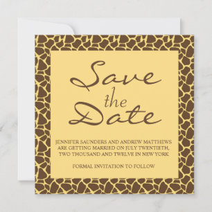 Save the Date Monogramm-Safari-Hochzeits-Einladung