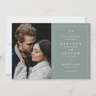 Save The Date Monogramme classique Sage Green Mariage Photo