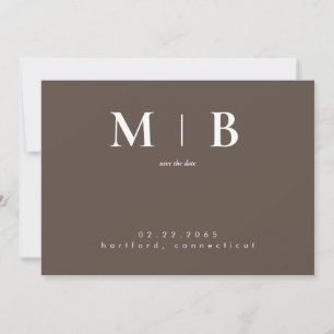Save The Date Monogramme contemporain simple Brown Enregistrer l