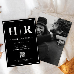 Save The Date Monogramme de mariage chic noir simple moderne Cod
