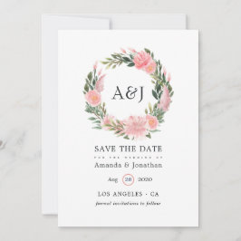 Save The Date Monogramme de Mariage de Flamant rose rose tropica