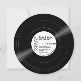 Save The Date Monogramme du disque de vinyle - Étiquette blanc
