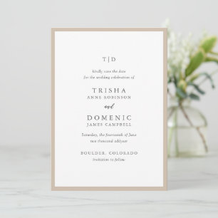 Save The Date Monogramme Élégant et Naturel Mariage Moderne Neut