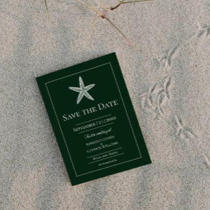 Save The Date Monogramme Emerald Green Starfish
