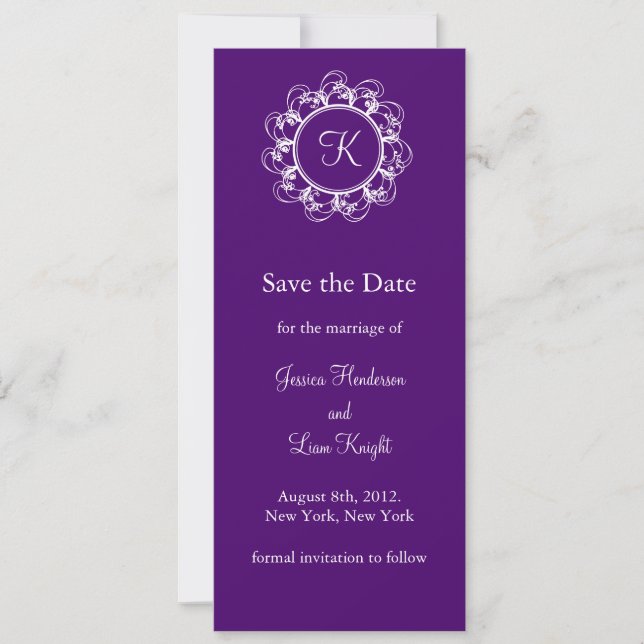 Save The Date Monogramme Enregistrer la date (violet) (Devant)