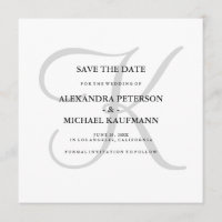 Monogramme gris classique Enregistrer la date