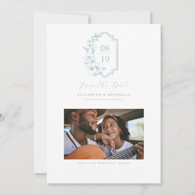 Save The Date Monogramme minimal | Photo Enregistrer la date (Devant)