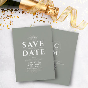 Save The Date Monogramme minimal vert Sage QR Code