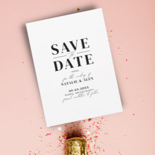 Save The Date Monogramme minimaliste Noir & Blanc Site Web QR Co
