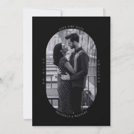 Save The Date Monogramme minimaliste photo Mariage noir et blanc