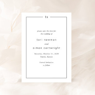 Save The Date Monogramme noir et blanc intemporel Mariage modern