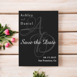 Save The Date Monogramme noir et blanc minimal Mariage élégant