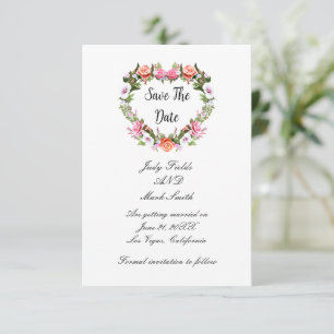 Save The Date Monogramme Romantique Roses Floral Coeur Enregistr