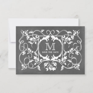Save The Date Monogramme Rose Inspiré Chalkboard Enregistrer La