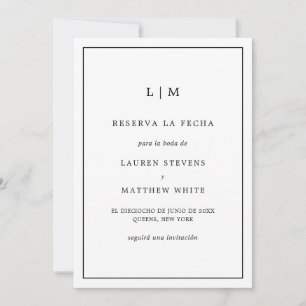 Save The Date Monogramme simple Mariage espagnol officiel