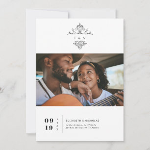 Save The Date Monogramme vintage Photo Enregistrer la date