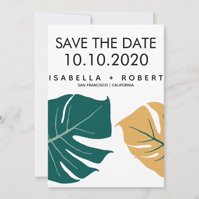 Save The Date Monstera jaune | Mariage Enregistrer la date (Devant)