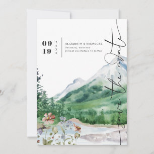 Save The Date Montagne Fleur sauvage aquarelle Enregistrer la