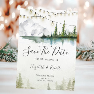 Save The Date Montagne, Forêt, Lac, Lumières Chic Enregistrer La