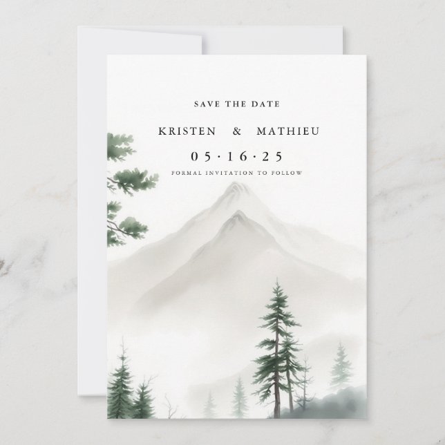 Save The Date Montagne imprimable Boho (Devant)