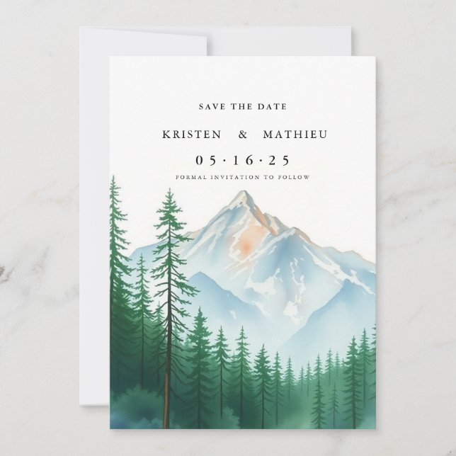 Save The Date Montagne imprimable branchée (Devant)